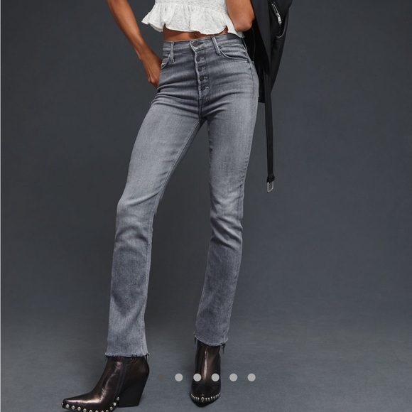 MOTHER Denim - Mother The Pixie Dazzler Dark Gray Ankle Frey Jeans